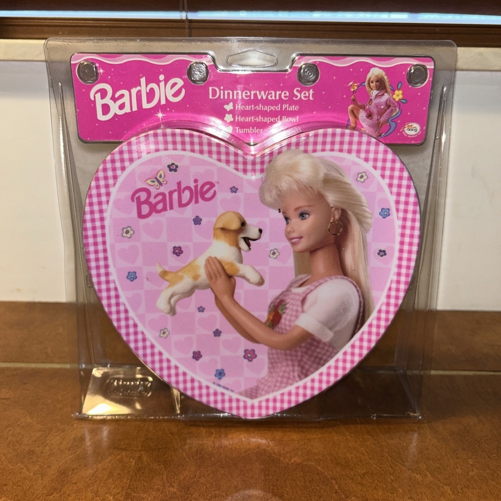 VINTAGE 1996 BARBIE 3 PIECE DINNERWARE SET BY ZAK DESIGNS PLATE CUP BOWL